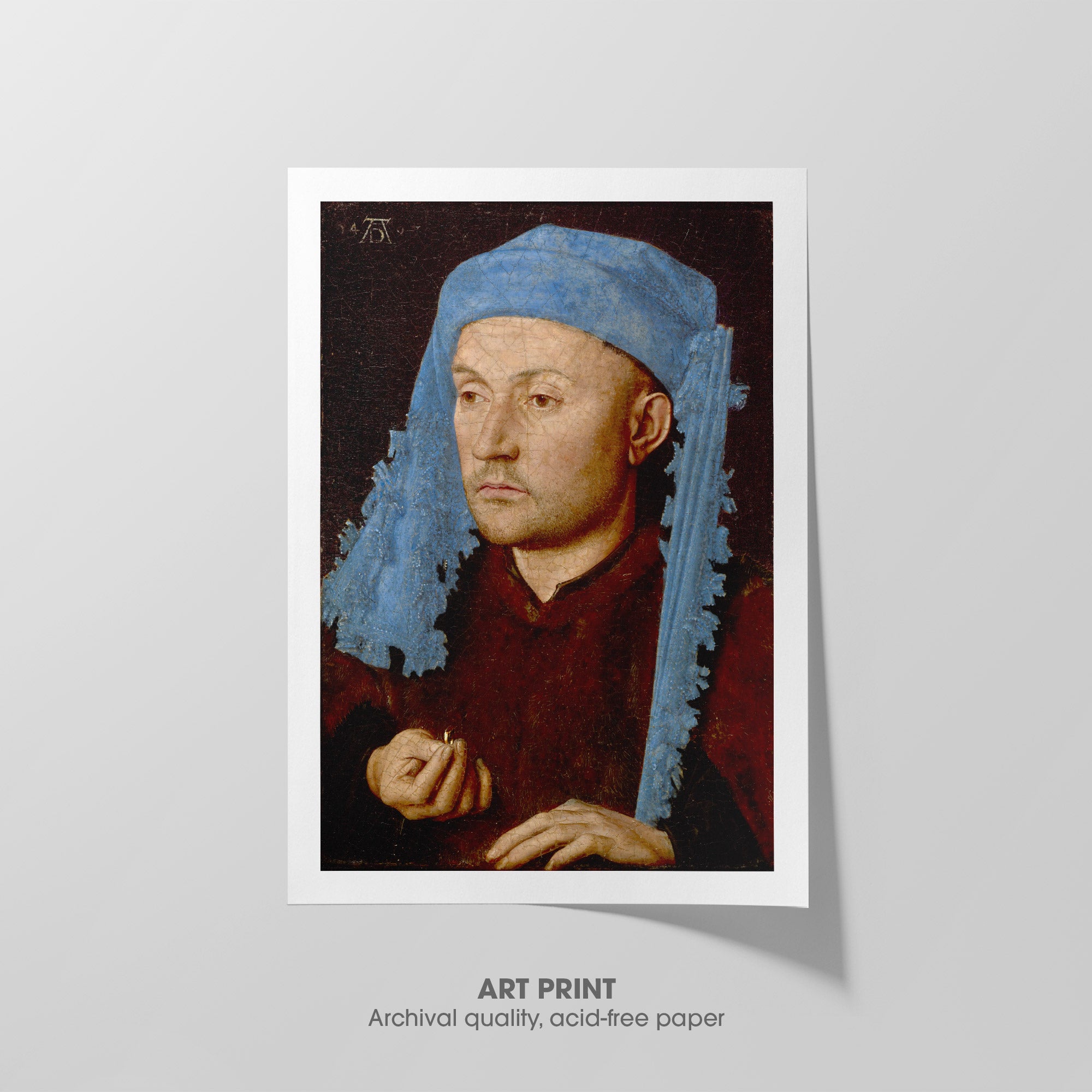 Man with a Blue Chaperon ☶ Van Eyck ☴ Art Print