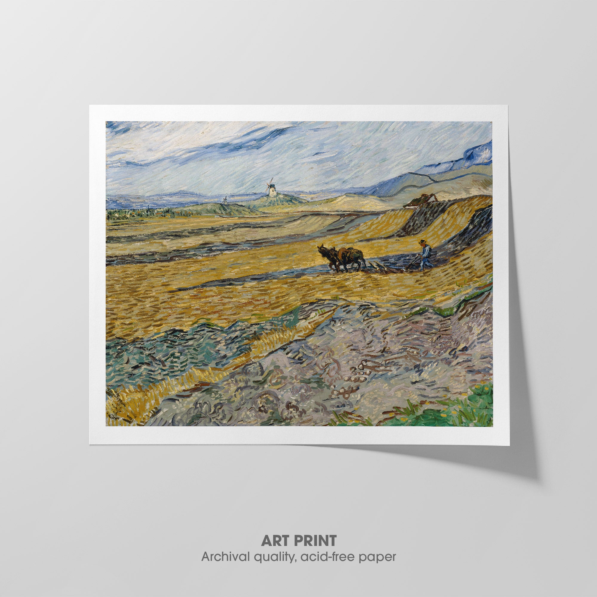 Enclosed Field with Plowman ☷ Van Gogh ☴ Art Print