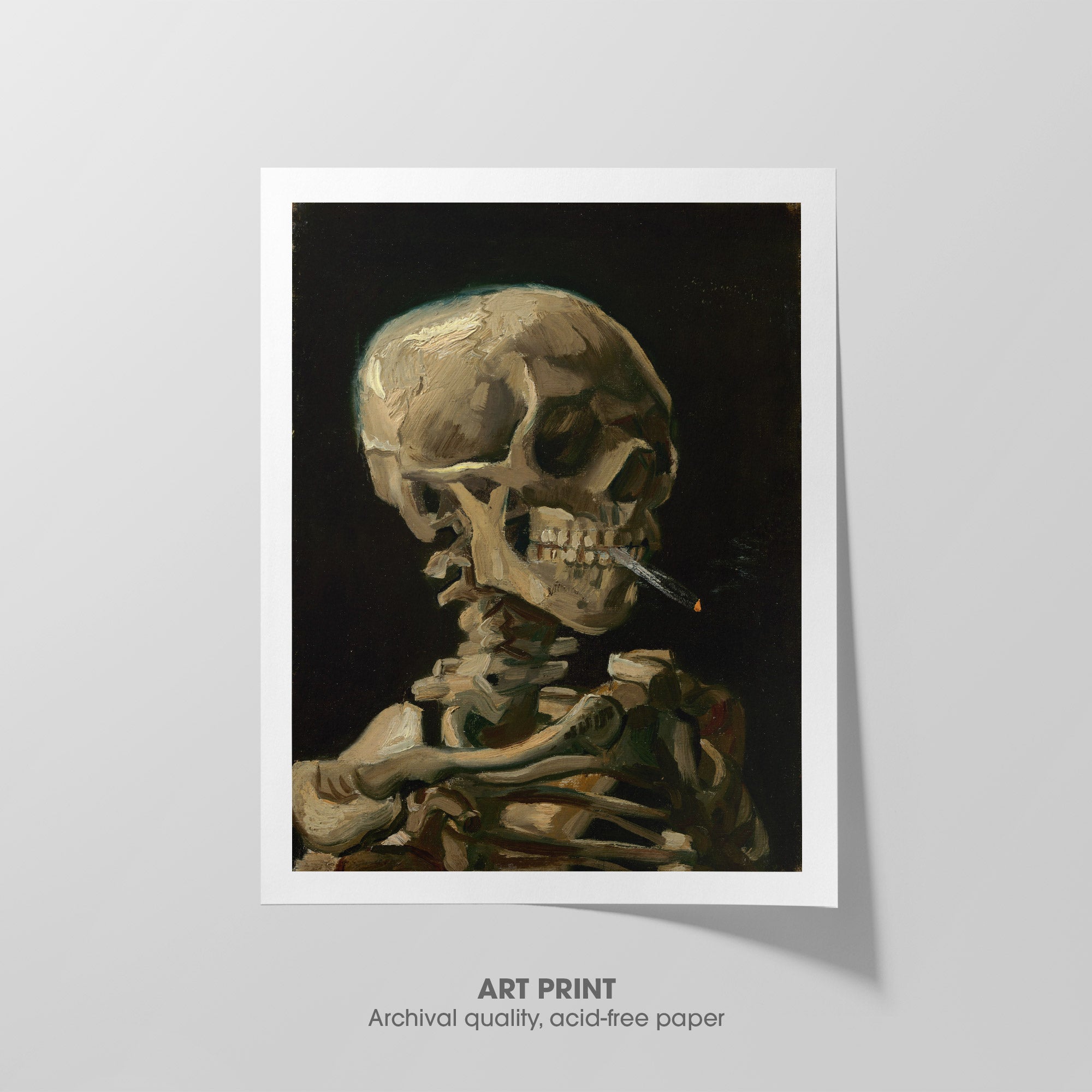 Skeleton with Cigarette ☷ Van Gogh ☲ Art Print