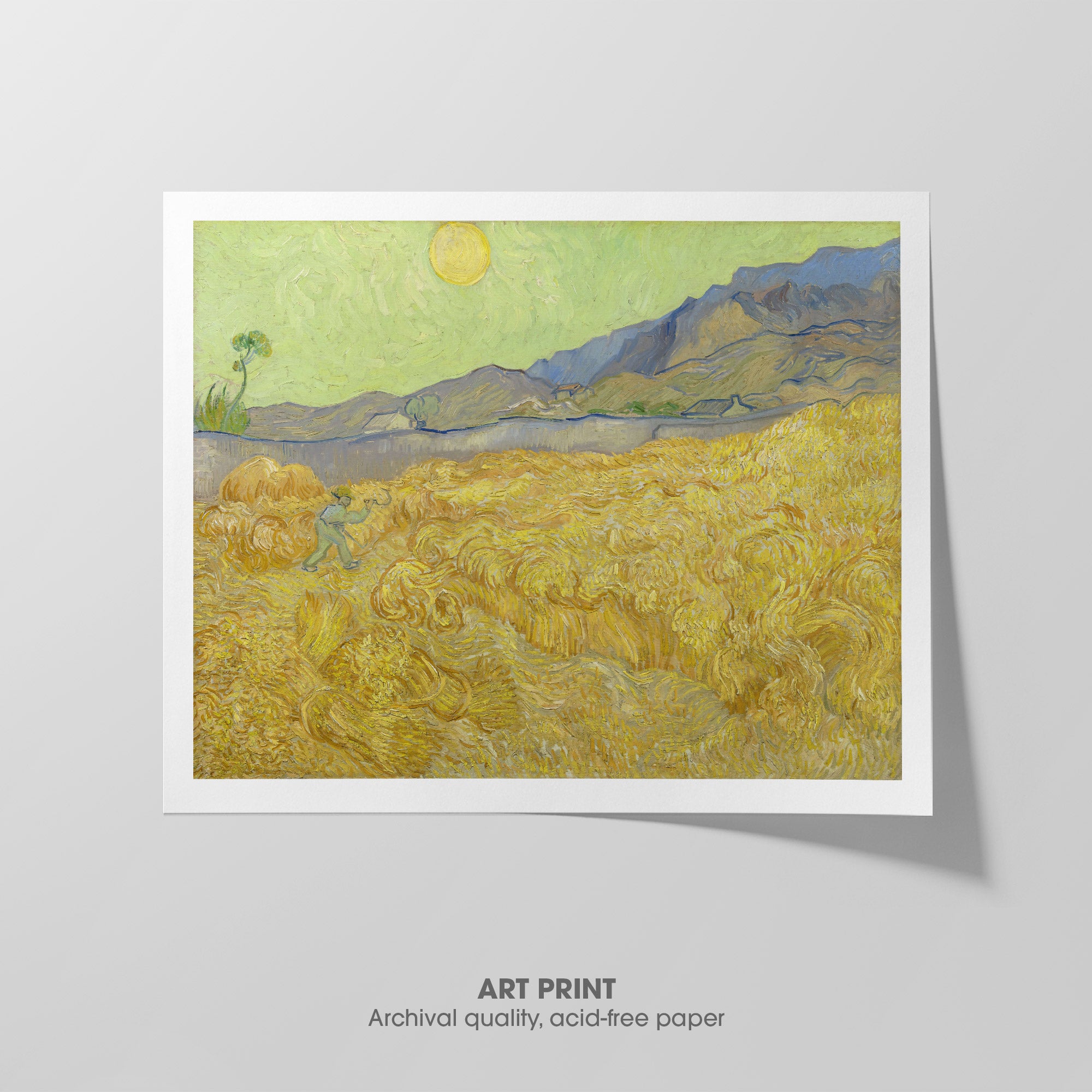 Wheat Field with Reaper ☰ Van Gogh ☲ Art Print